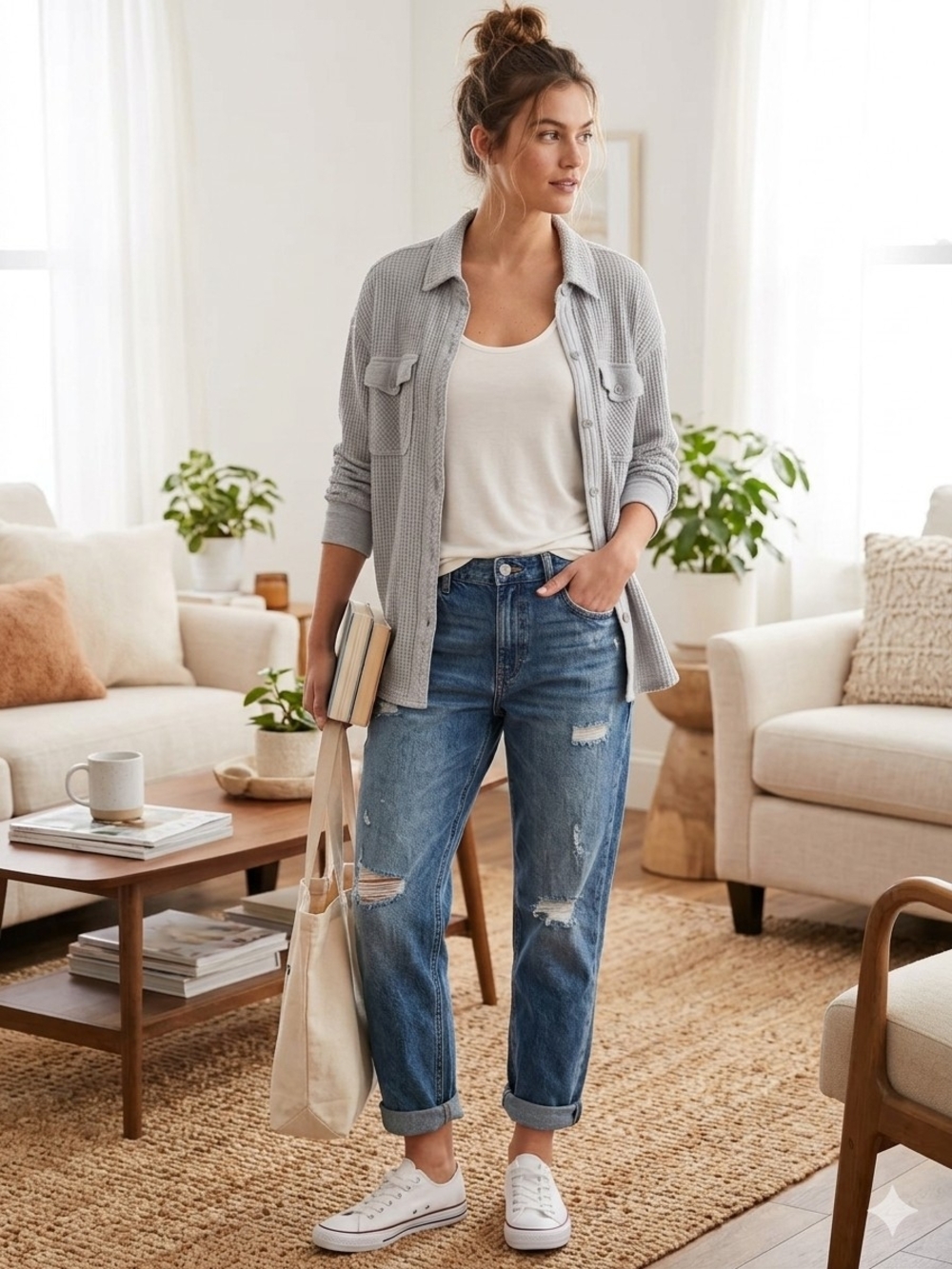 Aerie Waffle Knit Button Down
